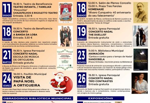 Chega o Nadal a Ortigueira con música, teatro, exposicións e a visita de Papá Noel